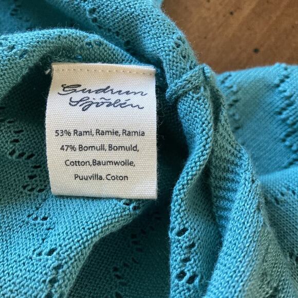 Gudrun Sjoden Knitted Dress Womens Sz L New Open Knit Cotton Blend Cover Up - Picture 9 of 9